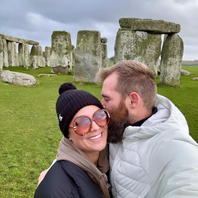 Brittany Favre-Maillon and her hubby Alex Maillon at Stonehenge.